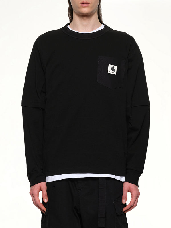 Carhartt WIP 黑色棉质平纹长袖 T 恤