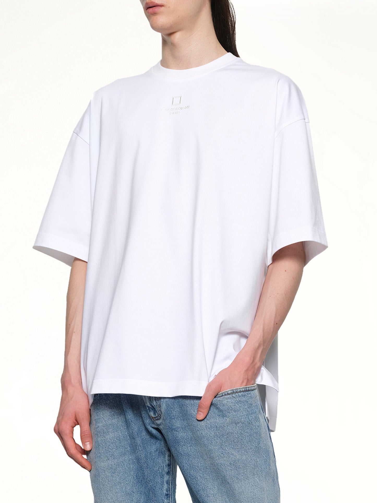 Square Embroidery T-Shirt in White