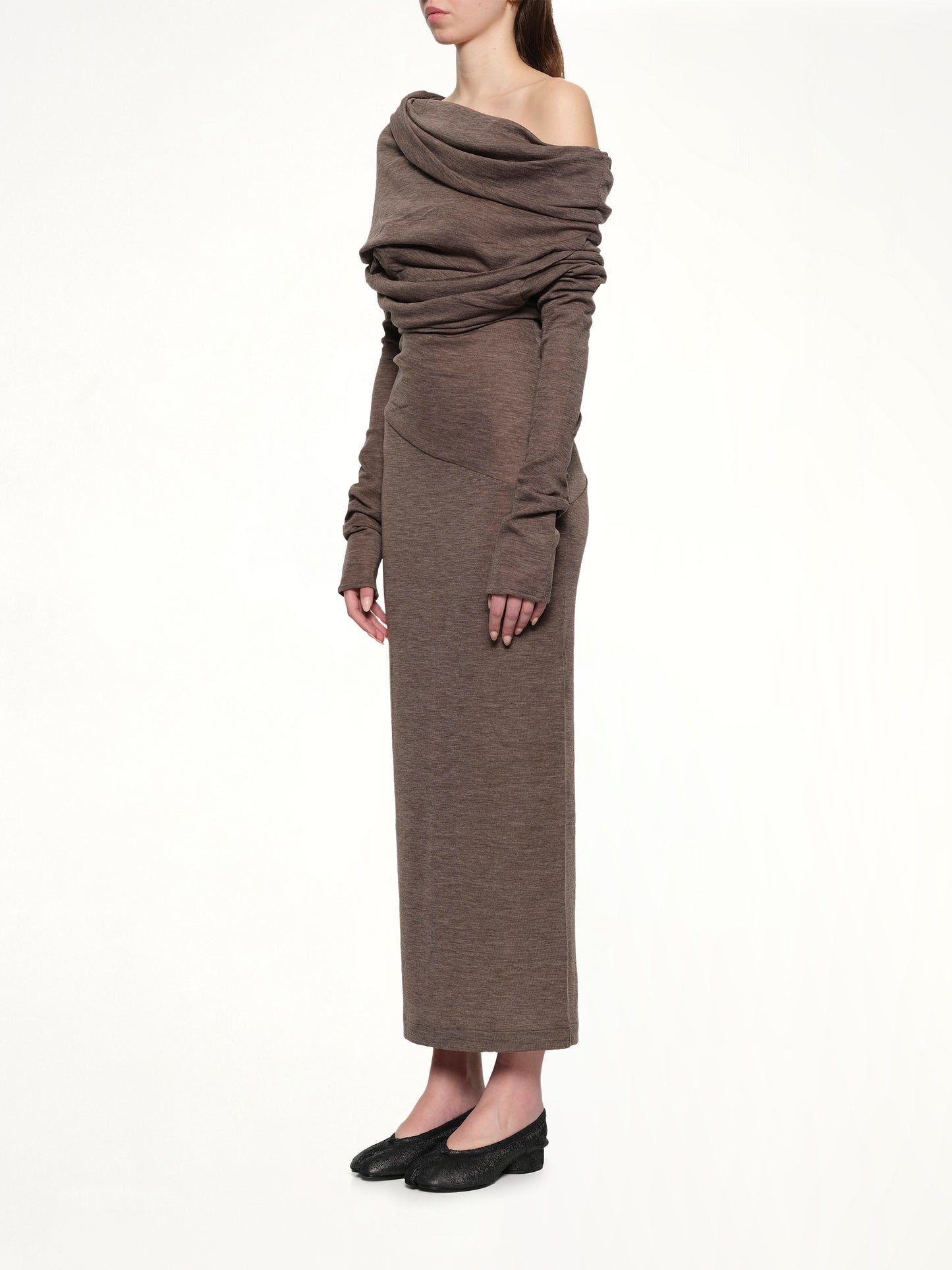 Bound Midi Dress in Pinecone