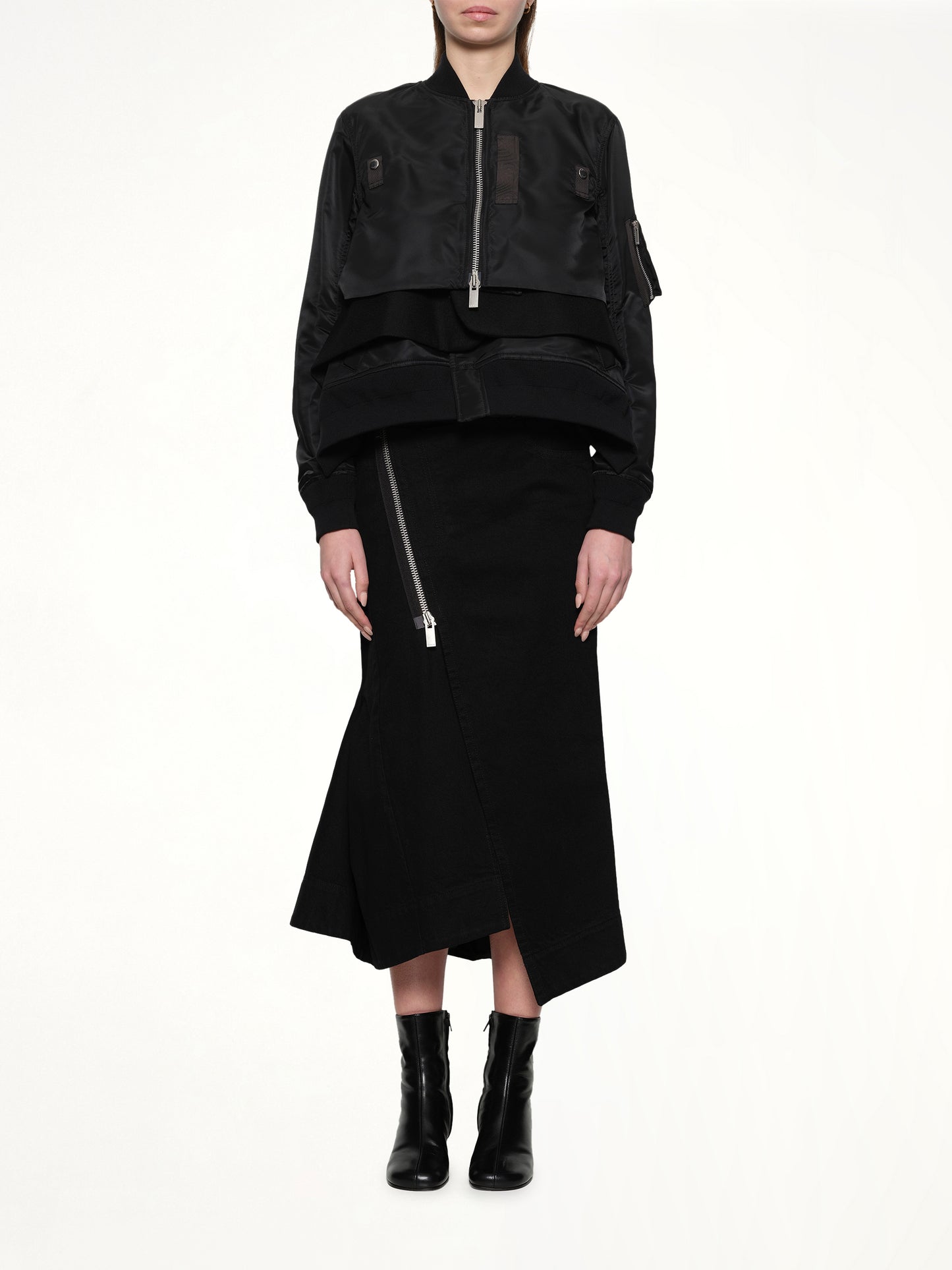 Nylon Twill x Wool Melton Blouson in Black