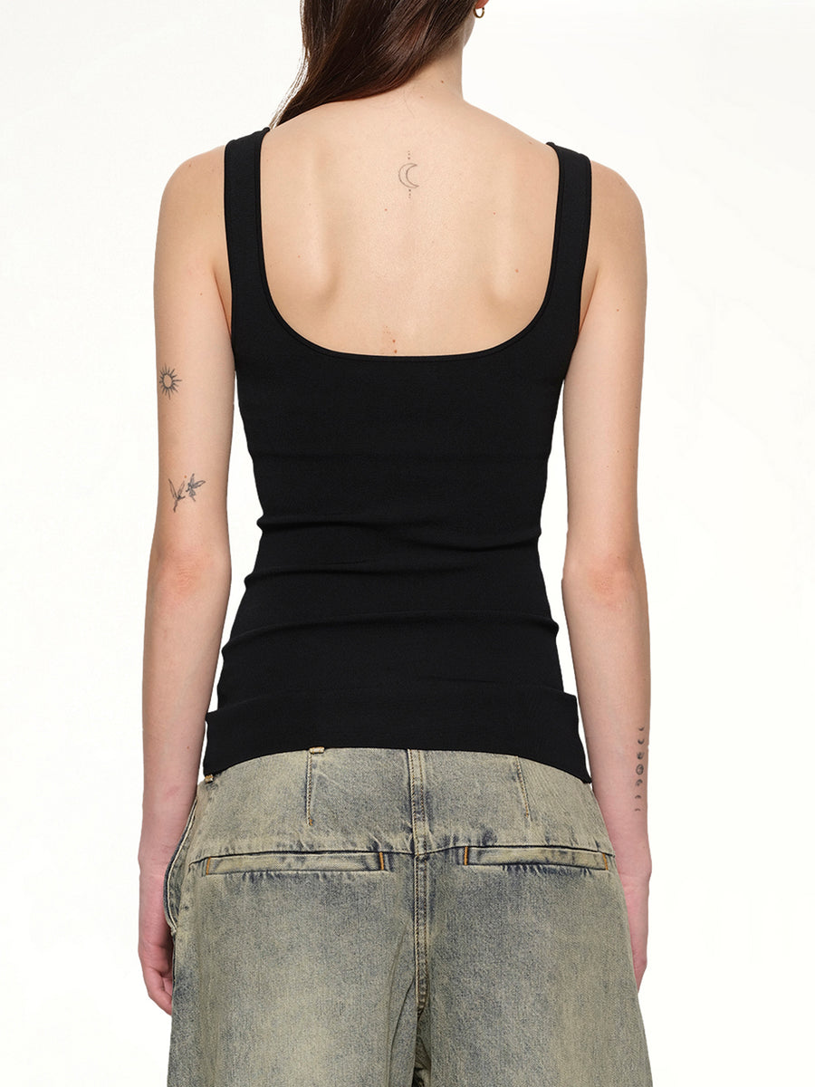 Squared Neck Top in Black