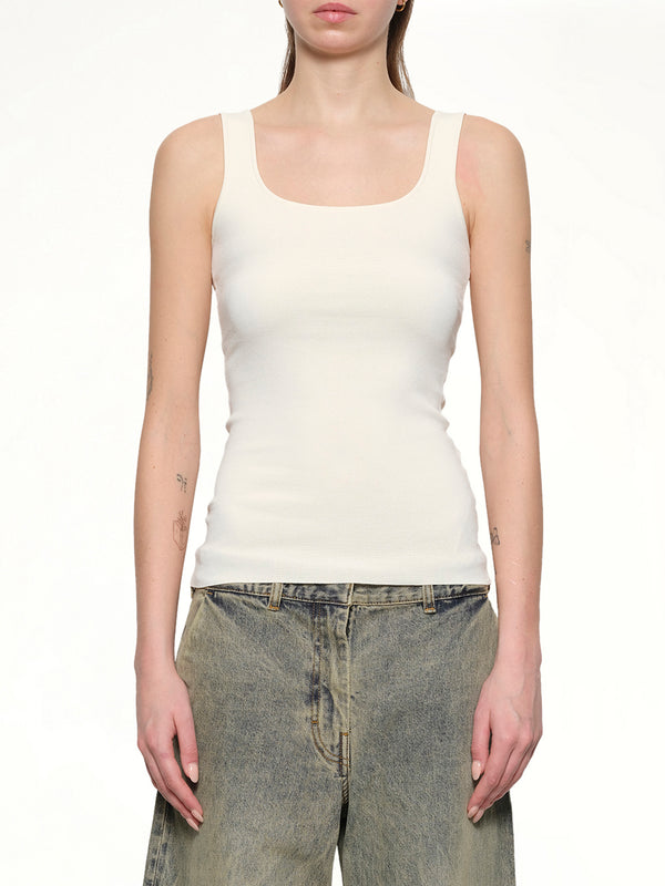 Squared Neck Top in Off White
