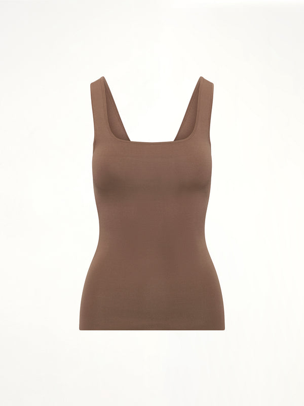 Squared Neck Top in Tan