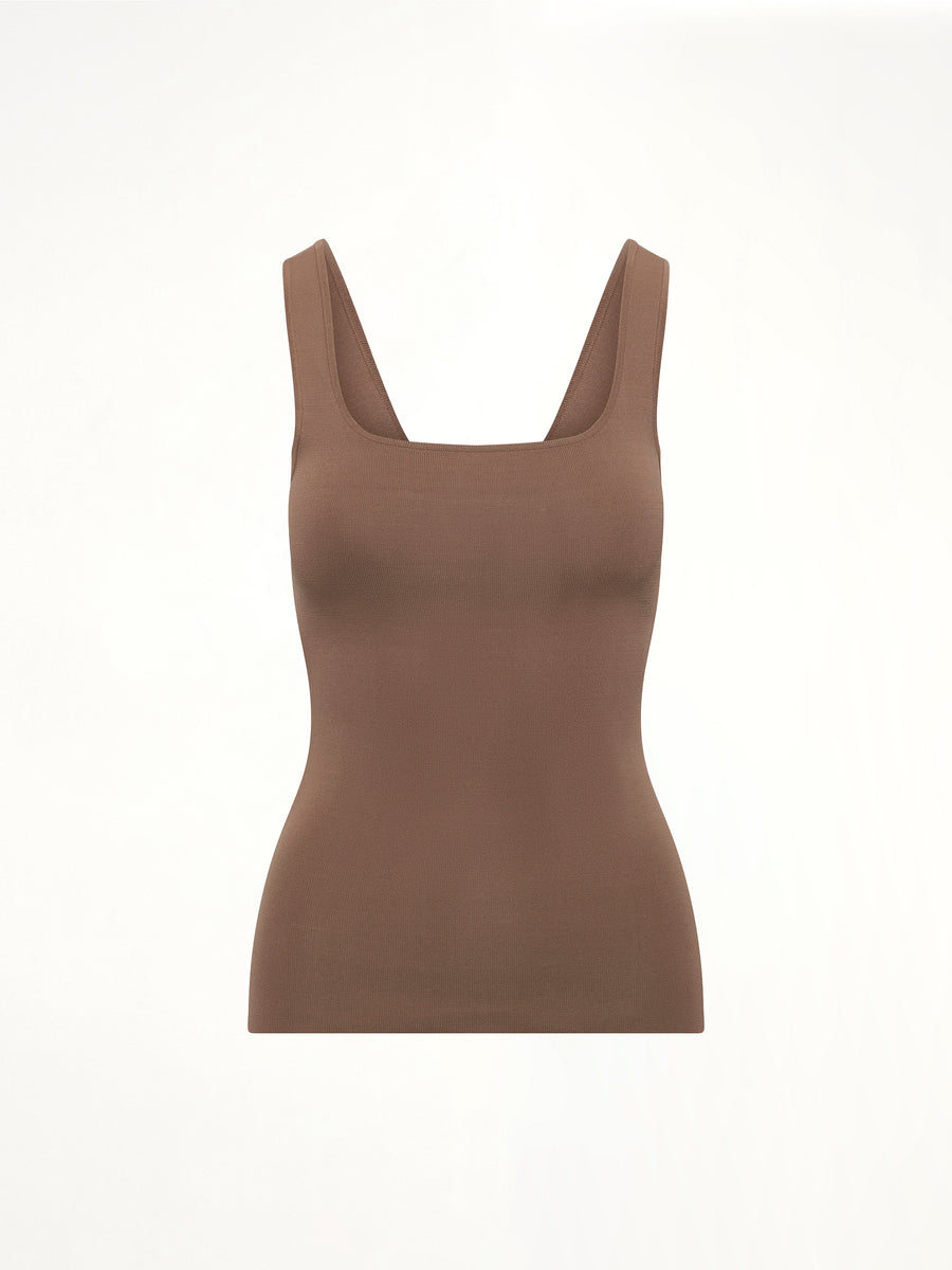 Squared Neck Top in Tan