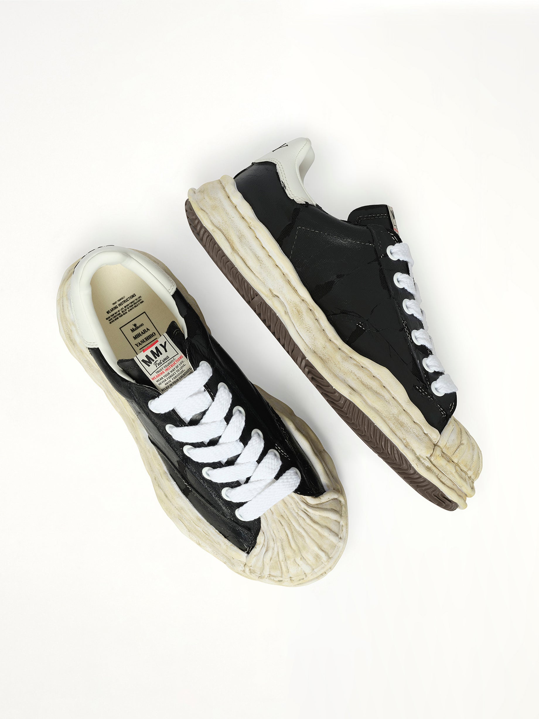 Blakey OG Torn Sneaker in Black Top View | MAISON MIHARA YASUHIRO