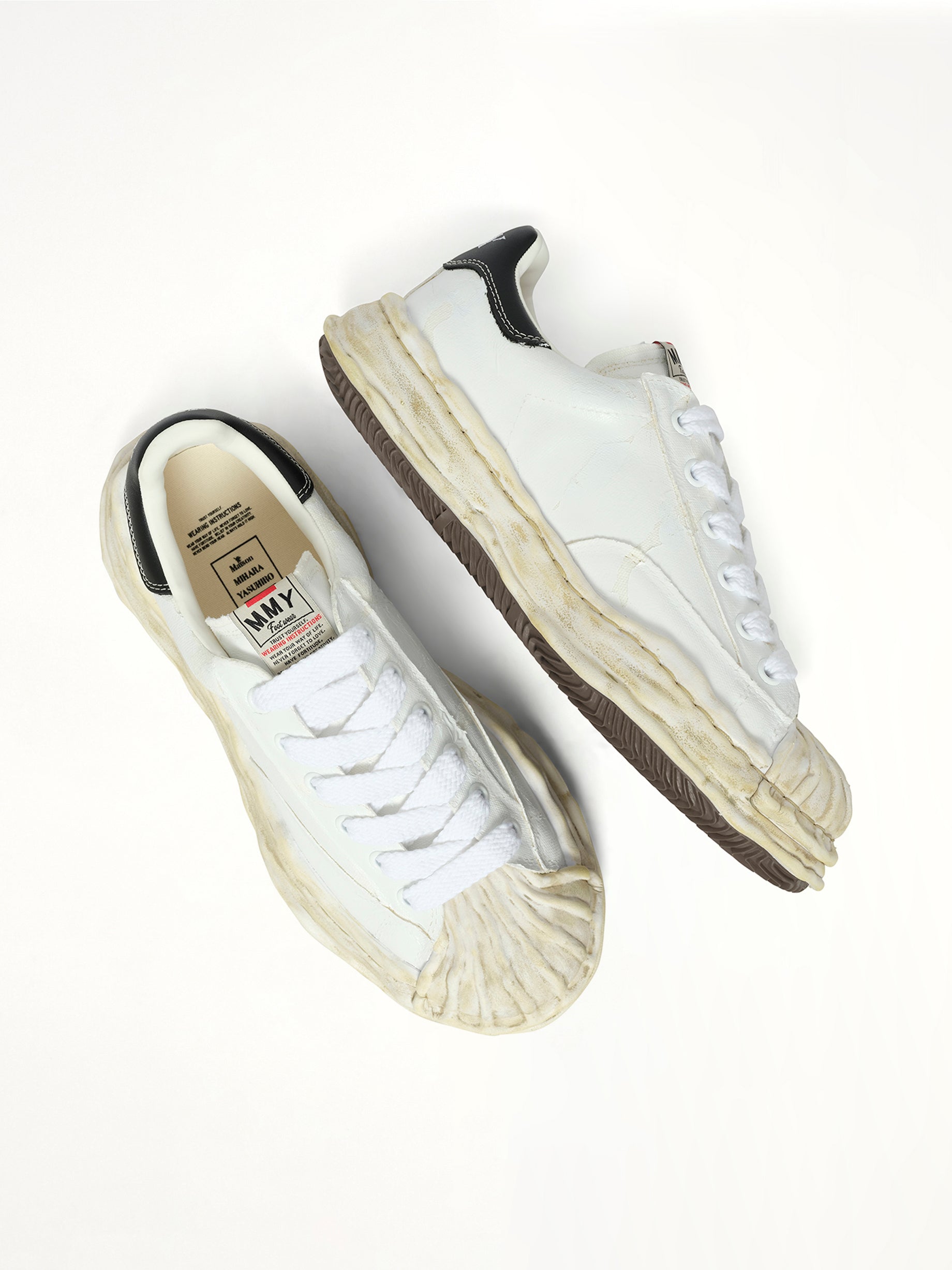 Blakey OG Torn Sneaker in White Top View | MAISON MIHARA YASUHIRO