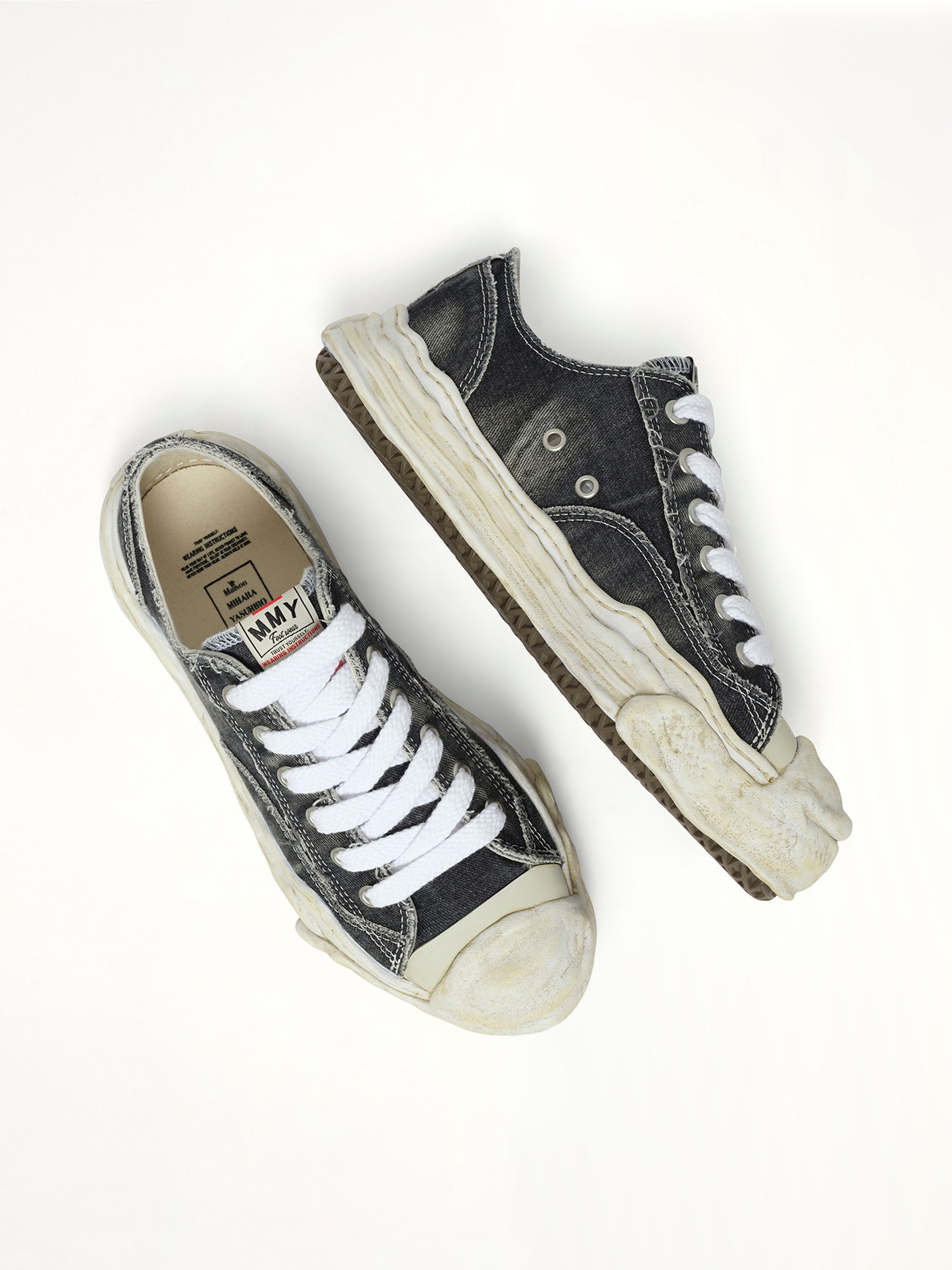 Hank OG Sole Bleaching Sneaker in Black Top View | MAISON MIHARA YASUHIRO