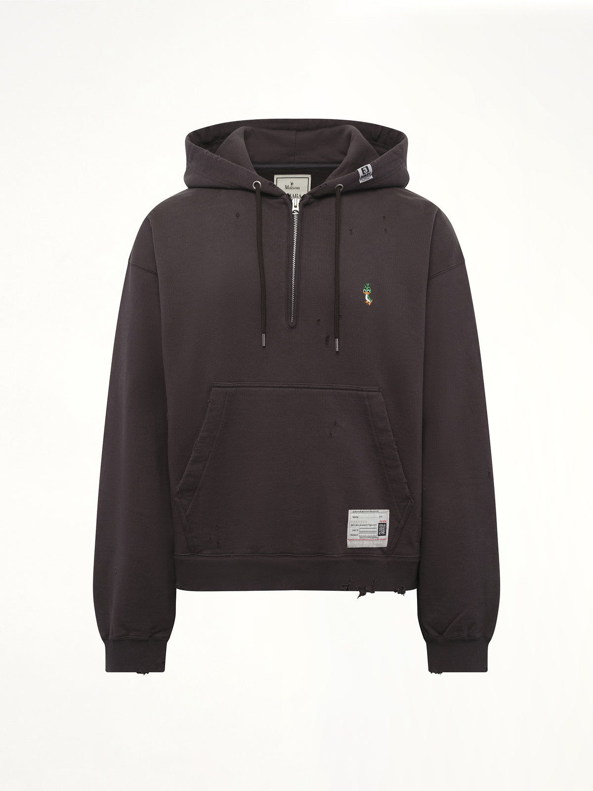 Triple Layered Half Zip Hoodie in Black