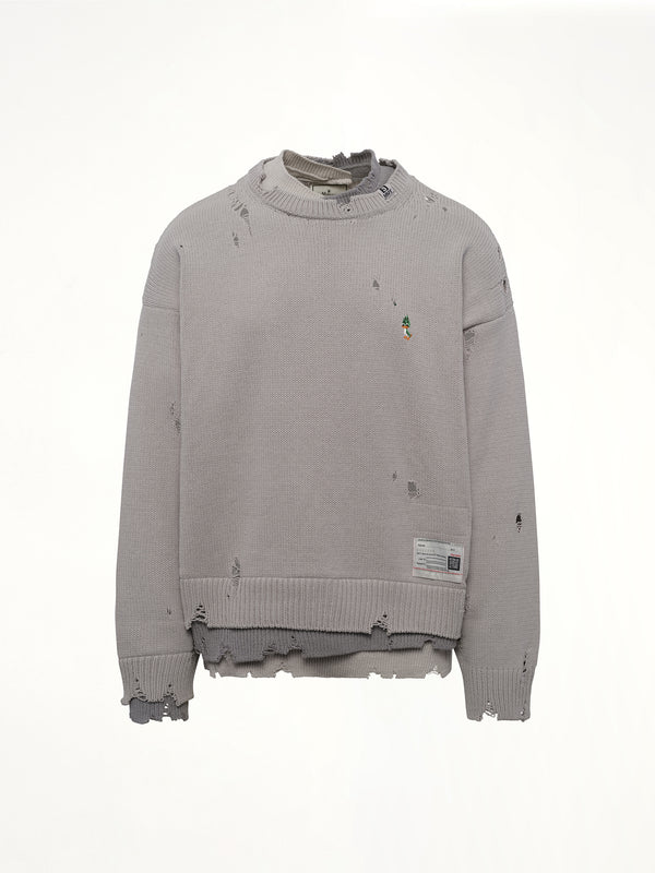 Layered Knit Pullover in Gray