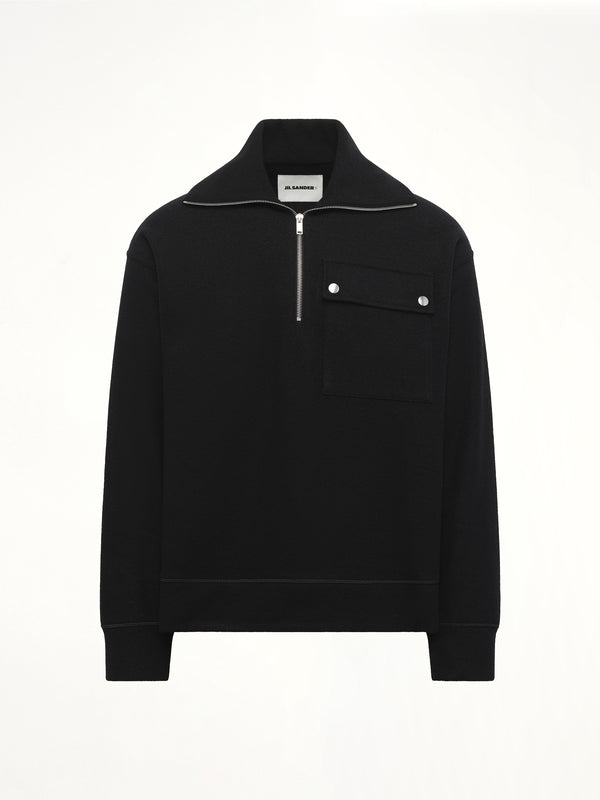 Sweatshirt Polo Collar in Black
