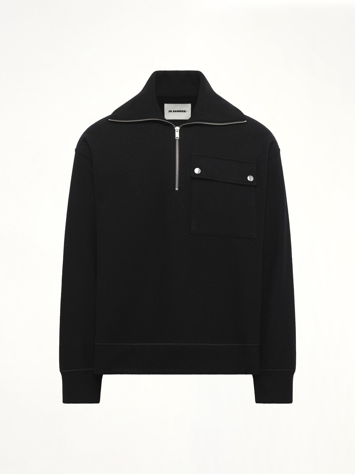 Sweatshirt Polo Collar in Black