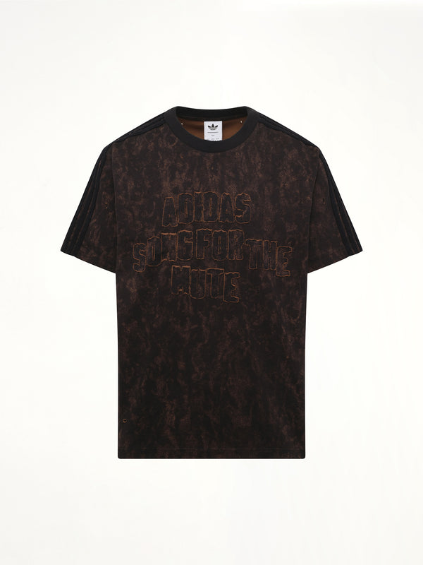 ブラック/ワイルドブラウンのブリーチ効果Tシャツ