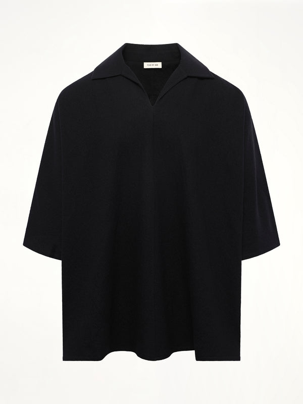 Virgin Wool Short Sleeve Shirt in Black