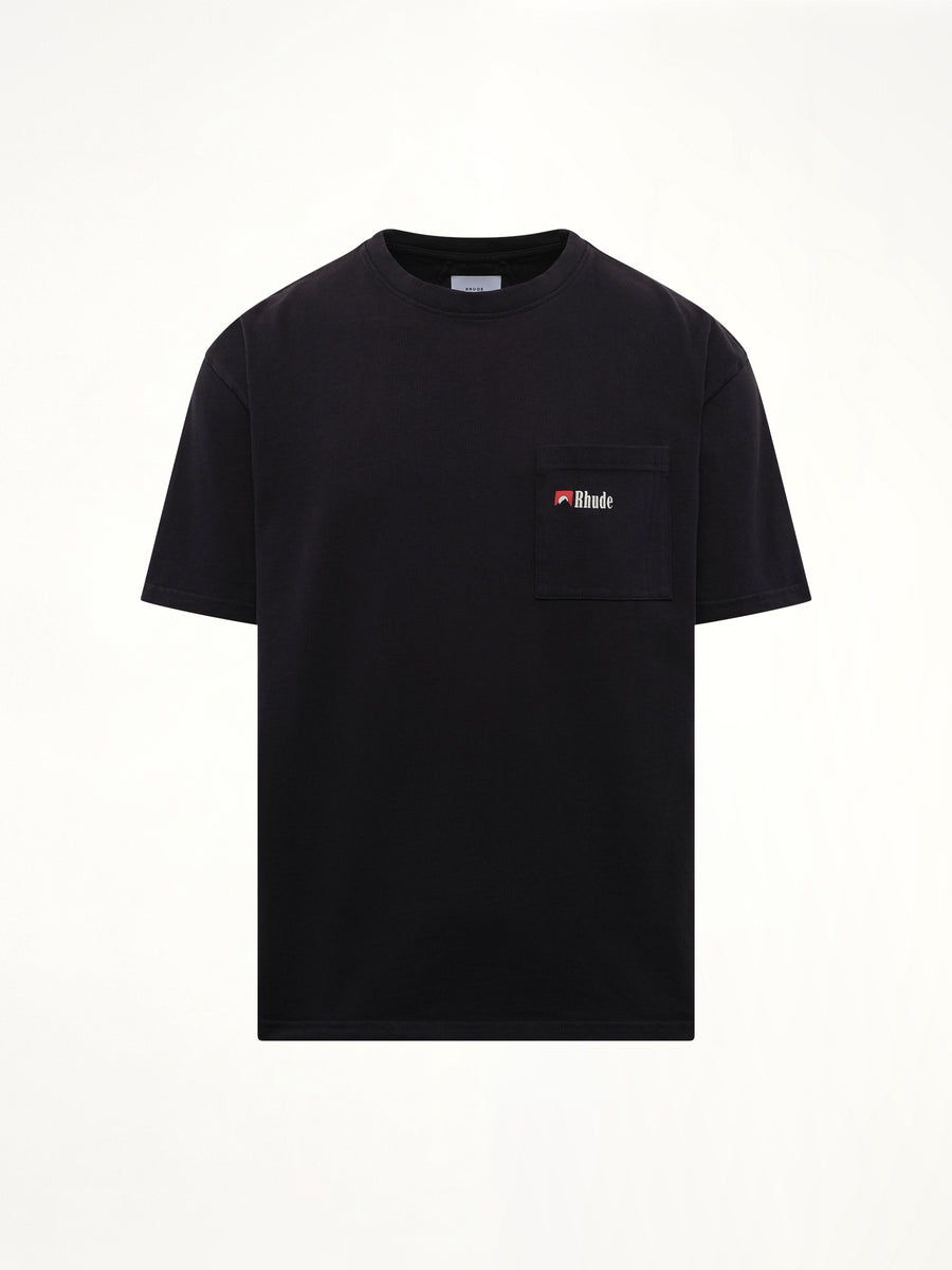 Moonlight Wolf Pocket T-Shirt in Vintage Black