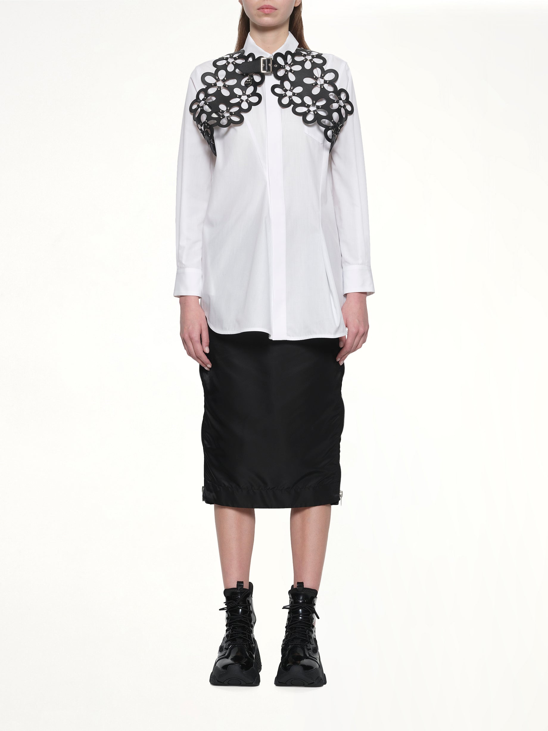 Petal Leather Vest in Black