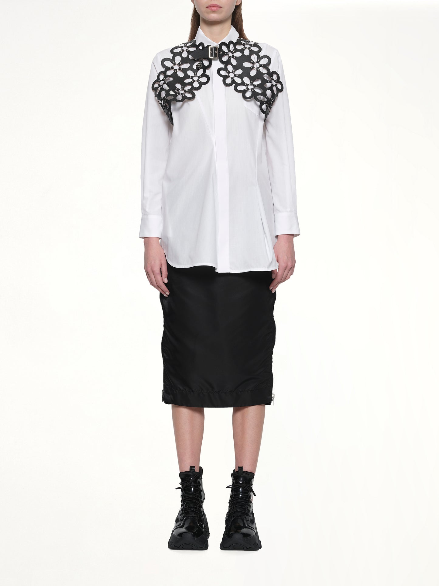 Petal Leather Vest in Black