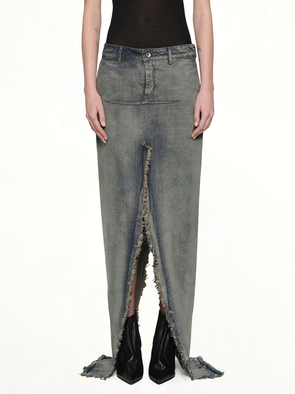 Denim Sliced Skirt in Dirty Hustler