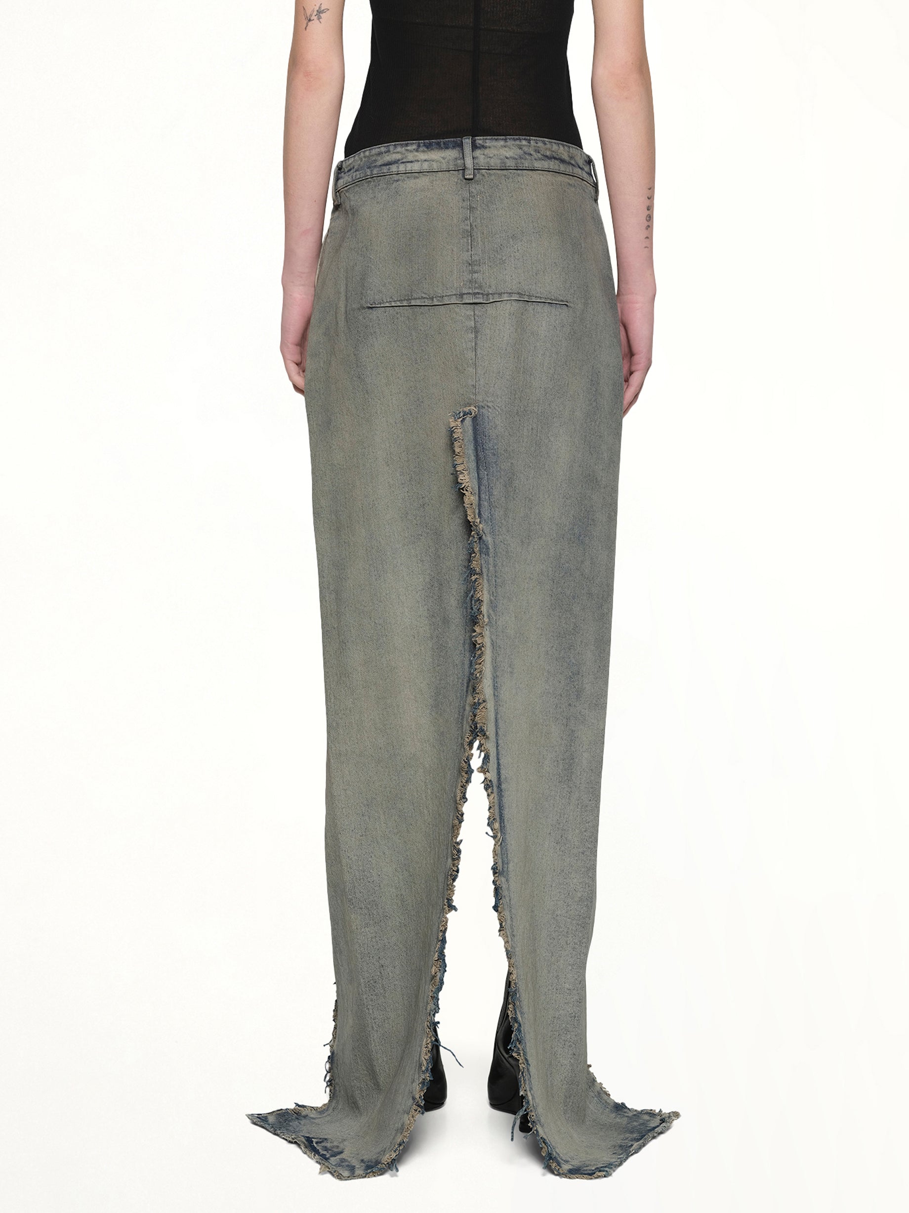 Denim Sliced Skirt in Dirty Hustler