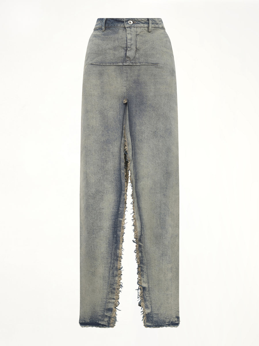 Denim Sliced Skirt in Dirty Hustler