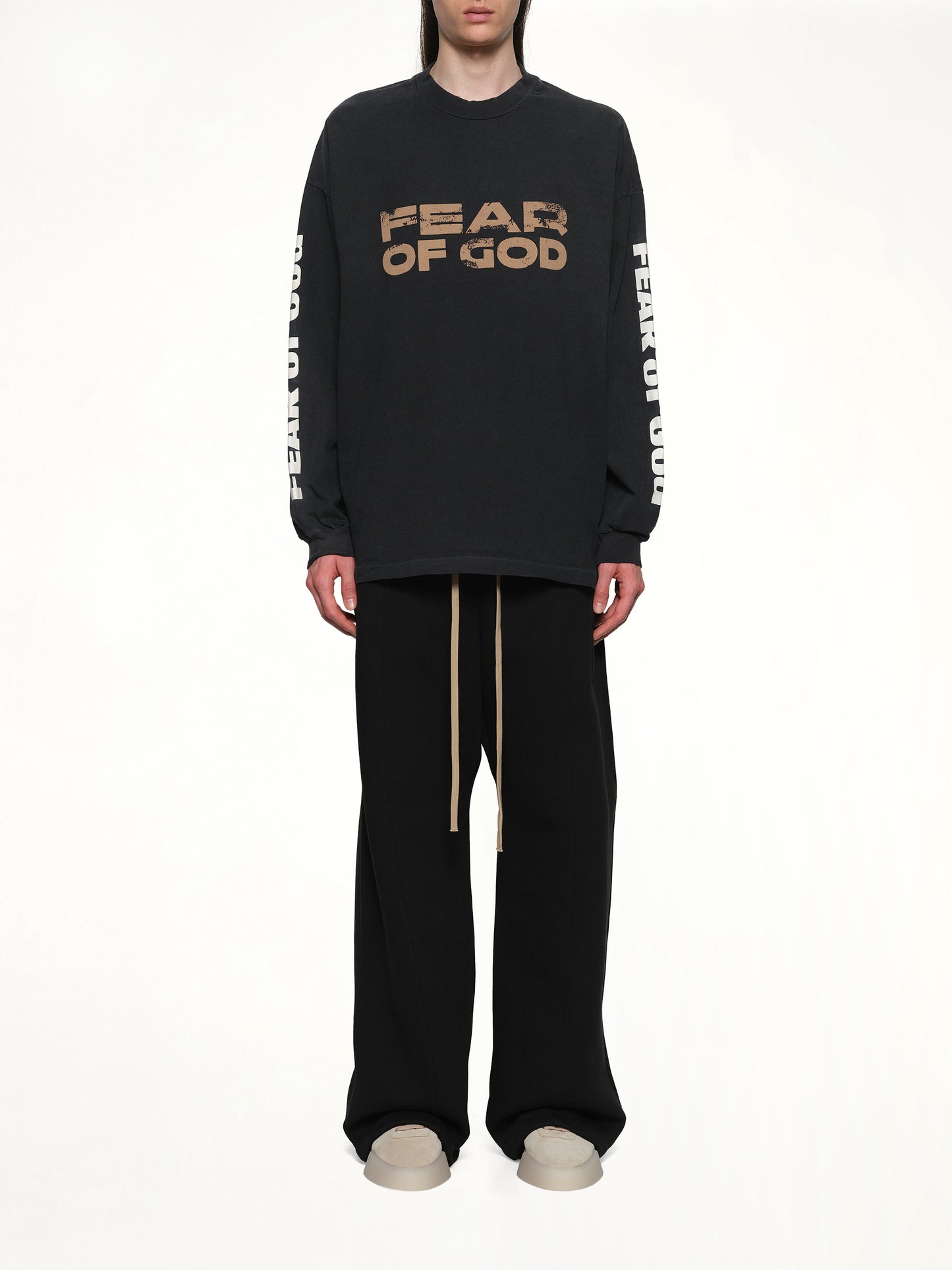 Relaxed Long Sleeve Fear Of God T-Shirt in Black