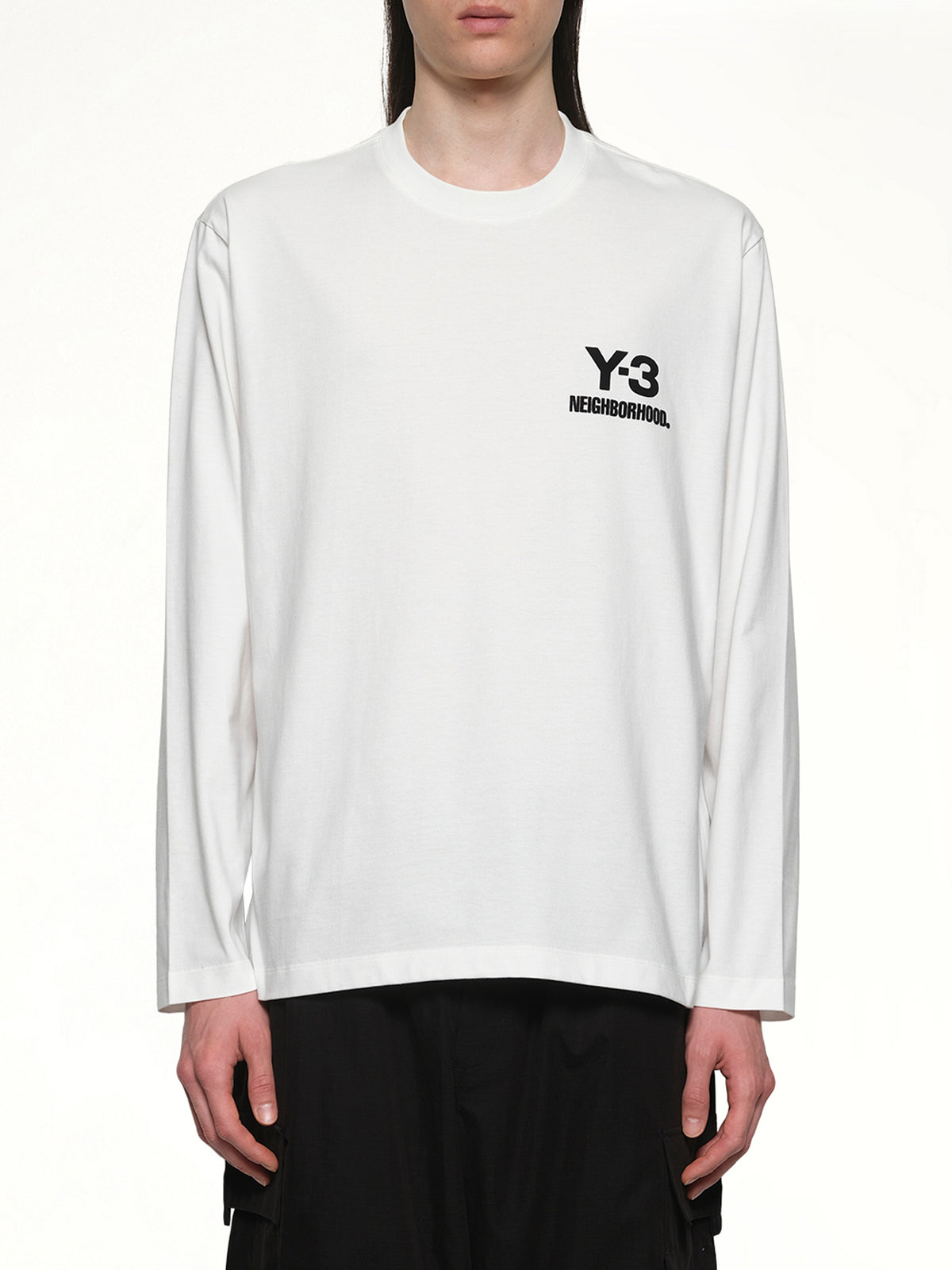 白色 Y-3 X NBHD 徽标长袖 T 恤