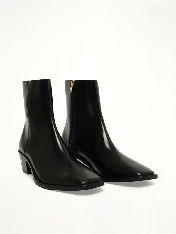 MA Metallic Heel Boot in Black Front View | AMIRI