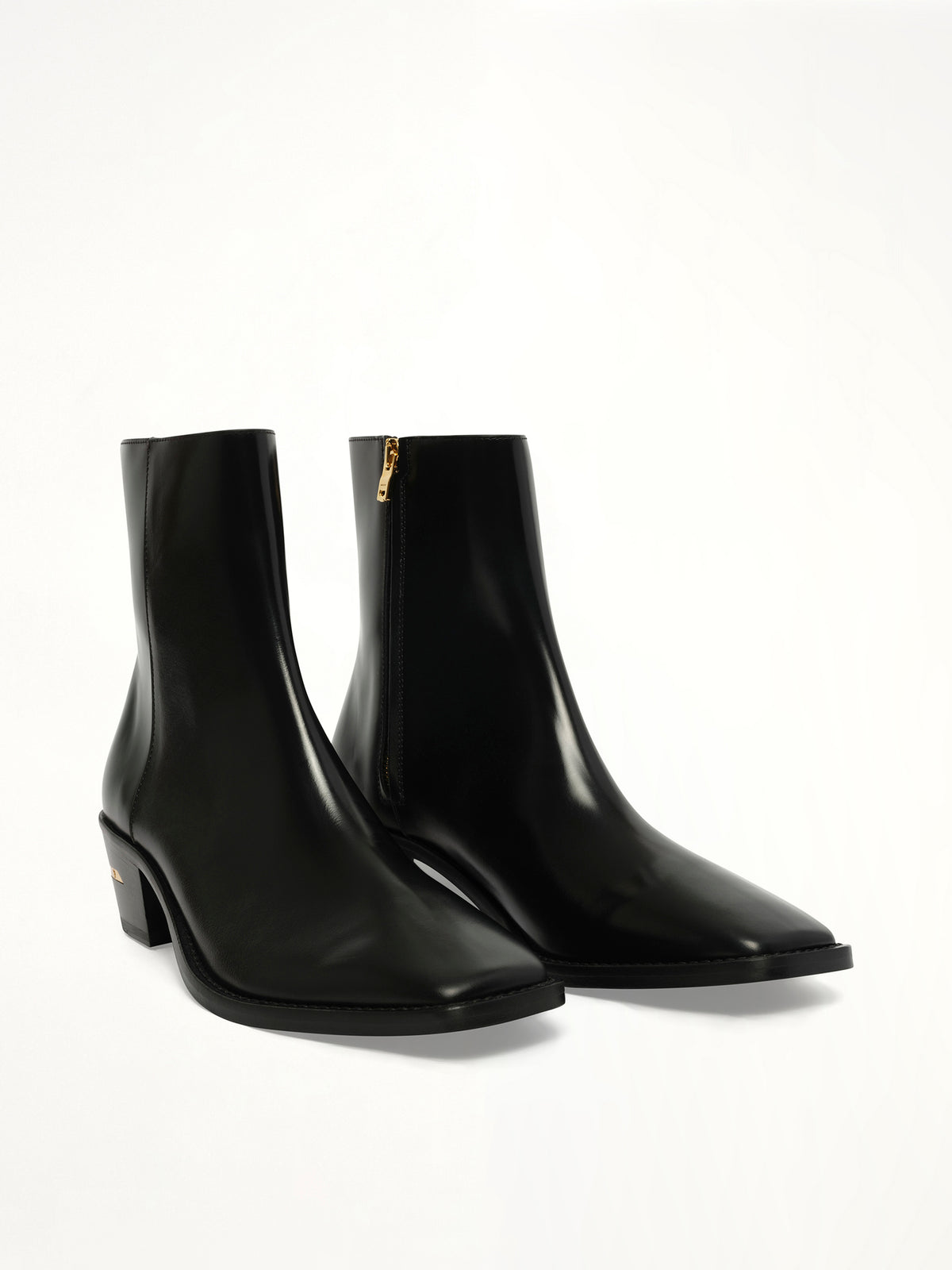 MA Metallic Heel Boot in Black Front View | AMIRI