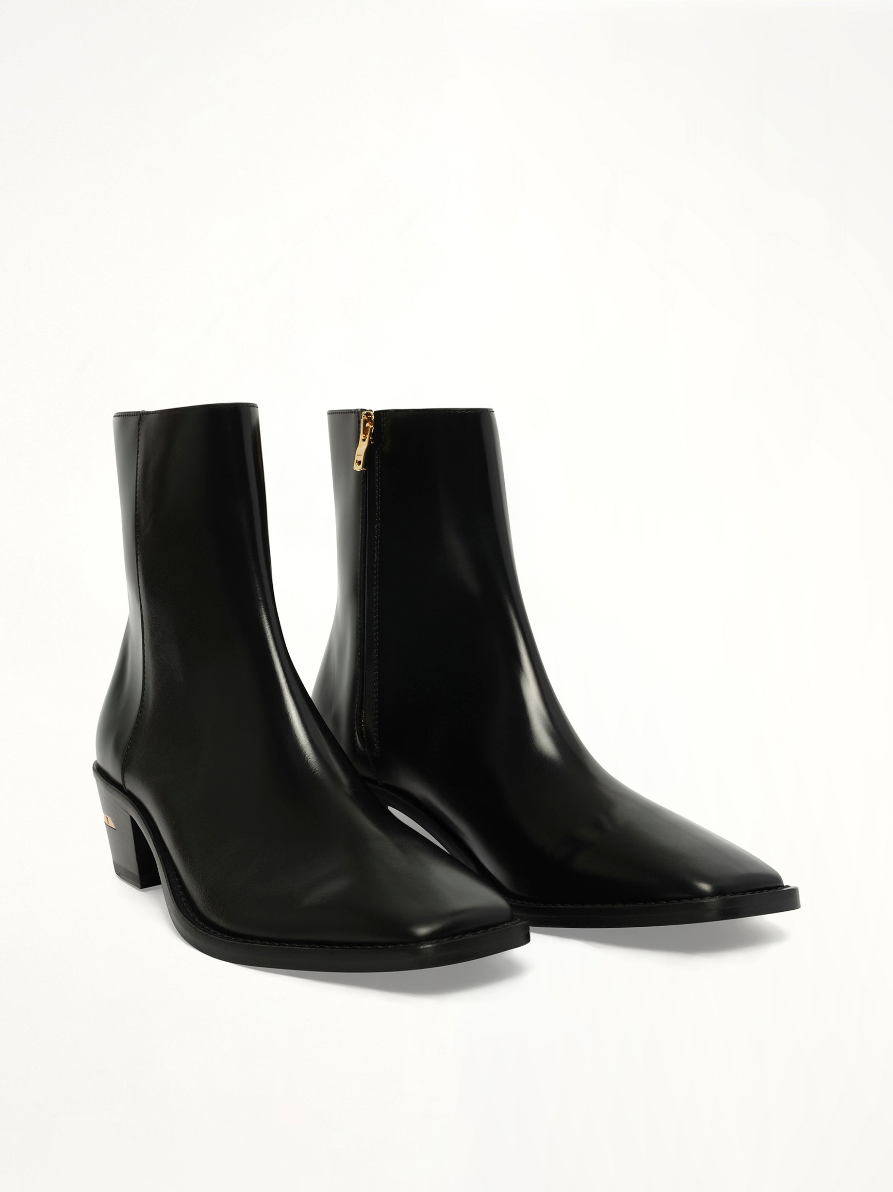 MA Metallic Heel Boot in Black Front View | AMIRI