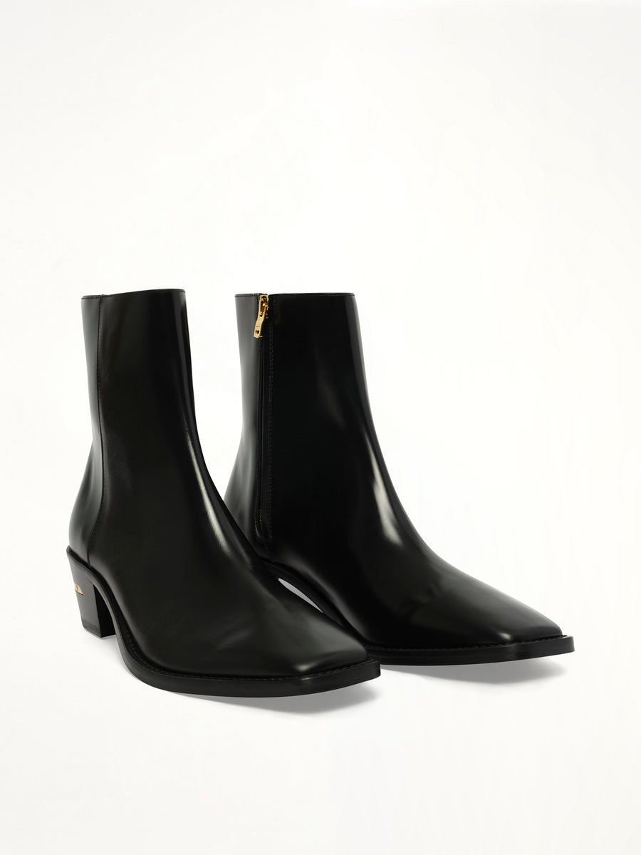 MA Metallic Heel Boot in Black Front View | AMIRI