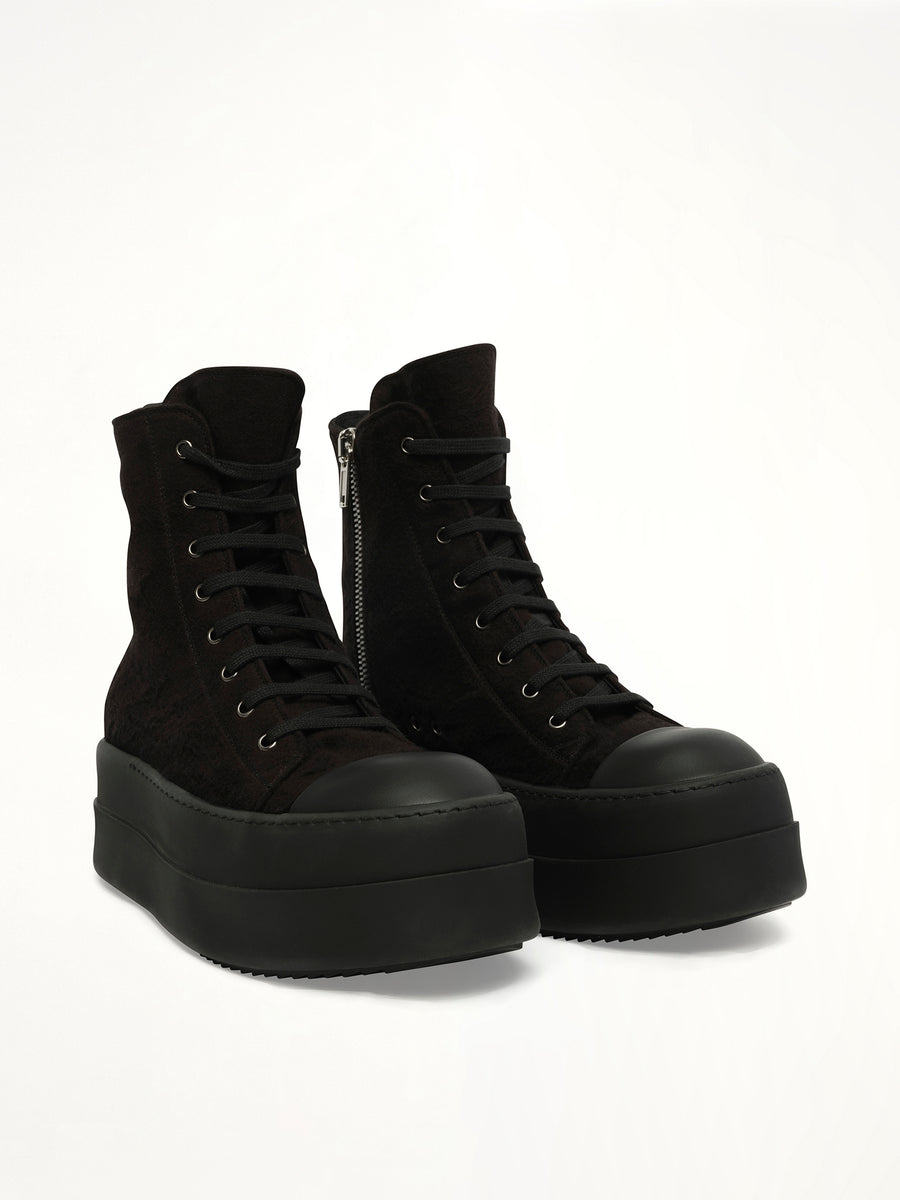 Double Bumper Sneaker in All Black Front View | RICK OWENS DRKSHDW