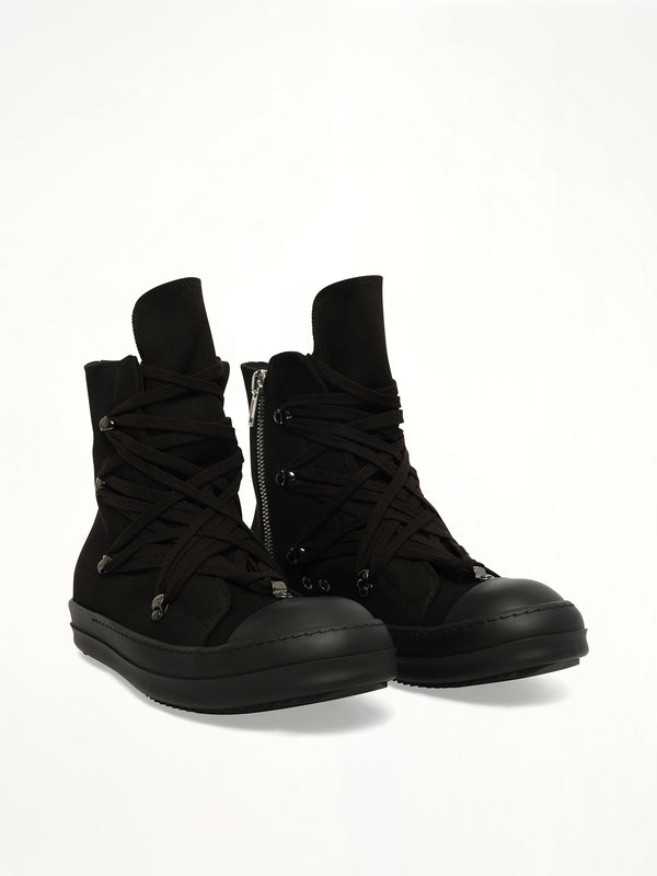Megalace Sneaks in All Black Front View | RICK OWENS DRKSHDW