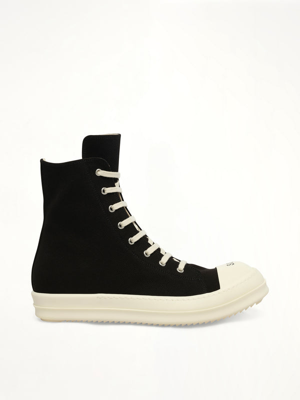 Sneaks in Black/Milk/Milk Side View | RICK OWENS DRKSHDW