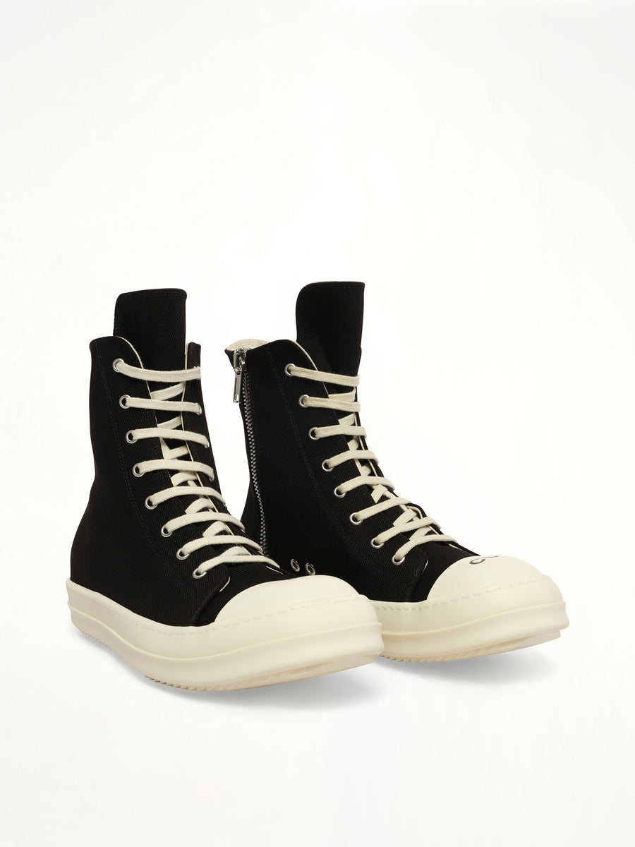 Sneaks in Black/Milk/Milk Front View | RICK OWENS DRKSHDW