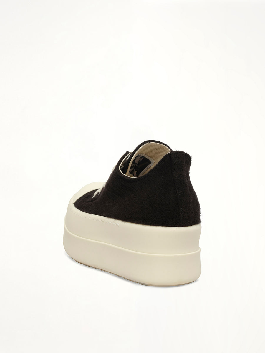 Double Bumper Low Sneaker in Black/Milk/Milk Back View | RICK OWENS DRKSHDW