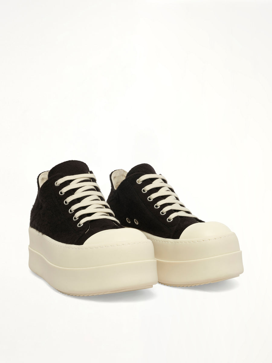 Double Bumper Low Sneaker in Black/Milk/Milk Front View | RICK OWENS DRKSHDW