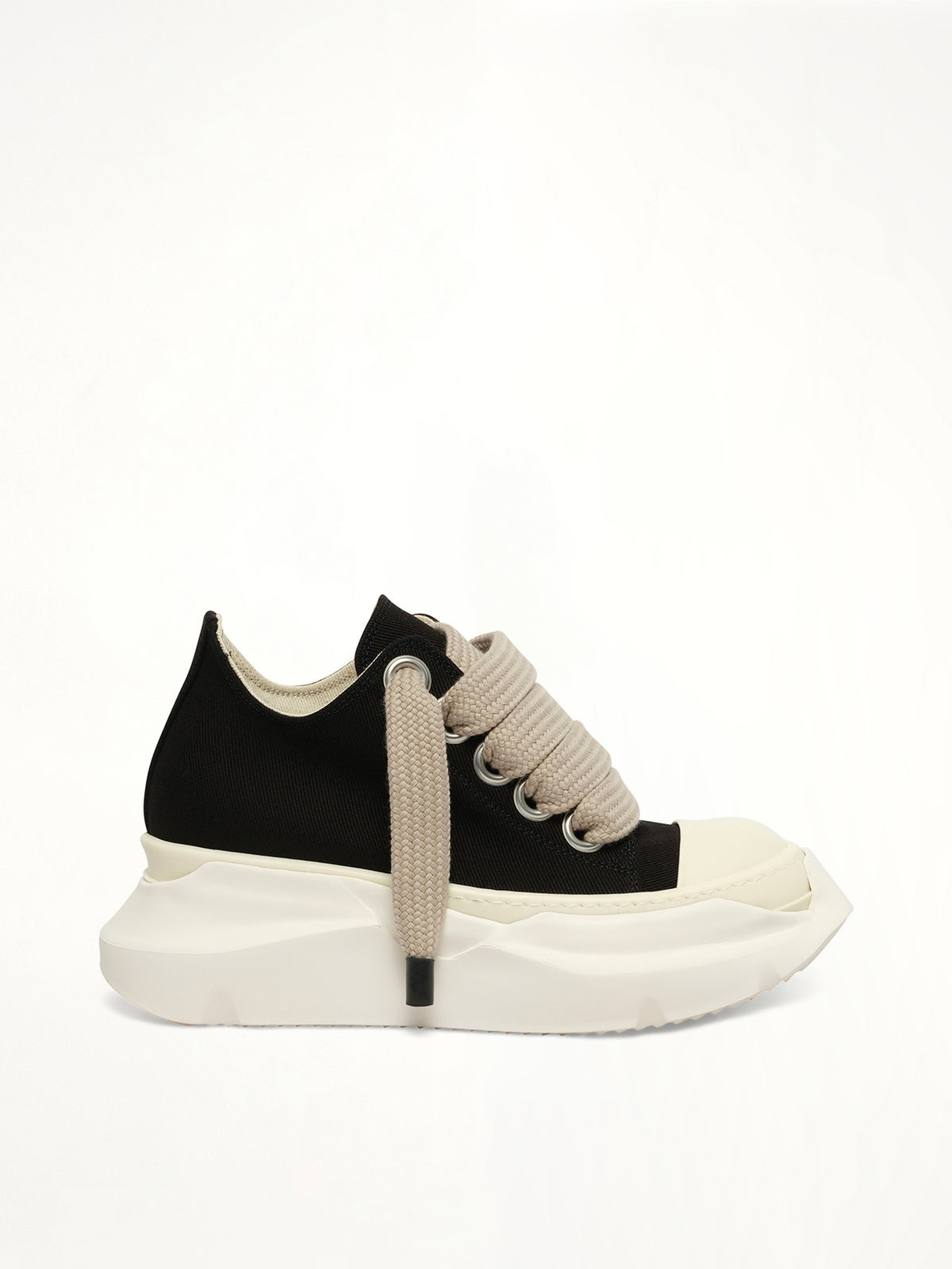 Jumbolace Abstract Low Sneaker in Black/Milk/Milk Side View | RICK OWENS DRKSHDW