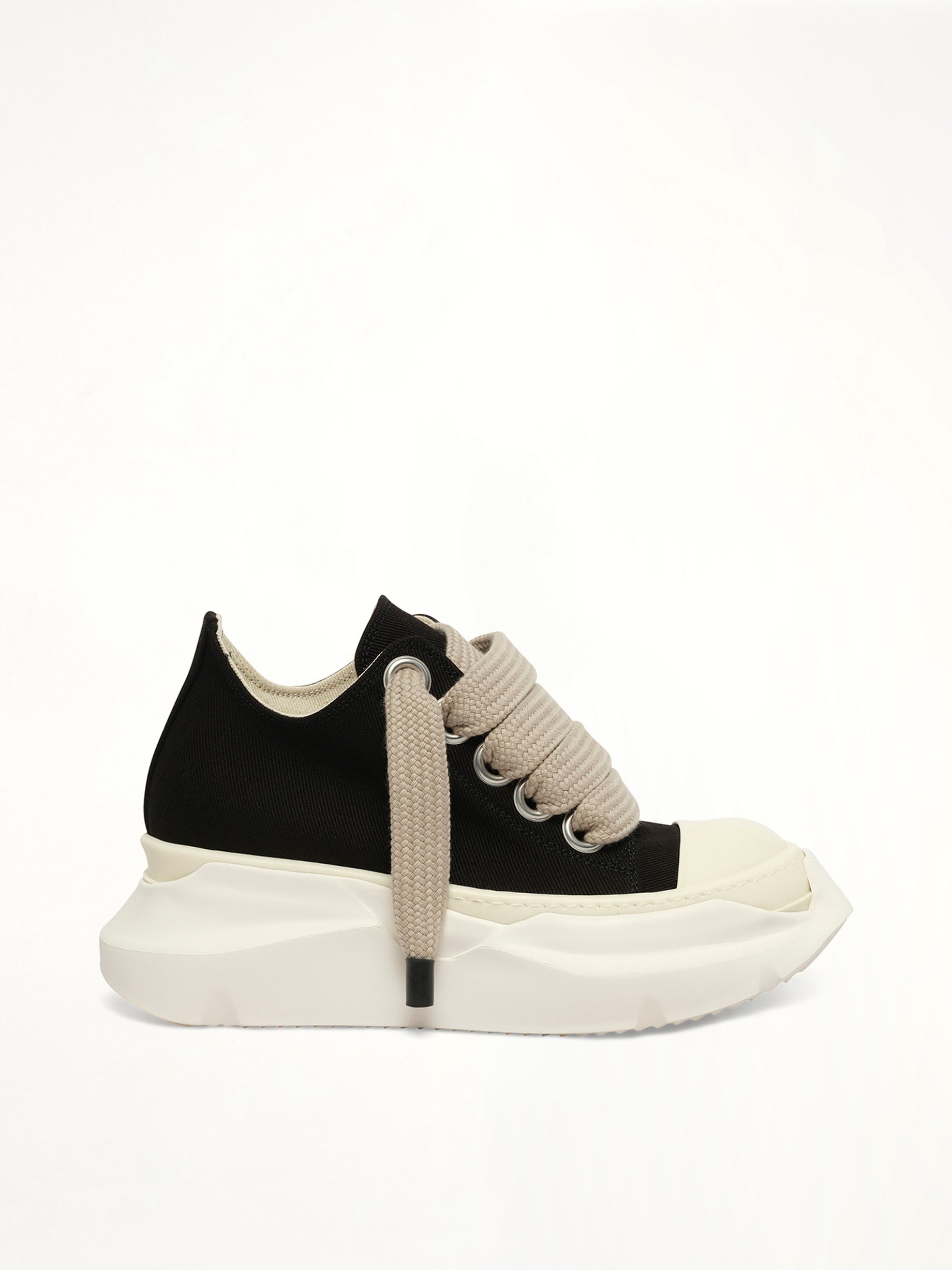 Jumbolace Abstract Low Sneaker in Black/Milk/Milk Side View | RICK OWENS DRKSHDW