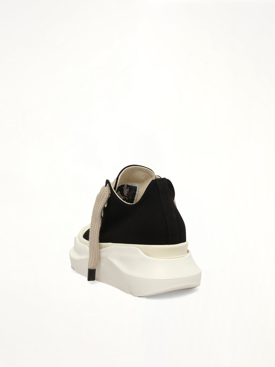 Jumbolace Abstract Low Sneaker in Black/Milk/Milk Back View | RICK OWENS DRKSHDW