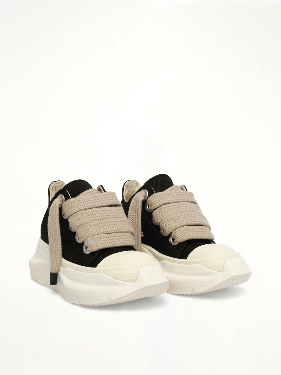 Jumbolace Abstract Low Sneaker in Black/Milk/Milk Front View | RICK OWENS DRKSHDW