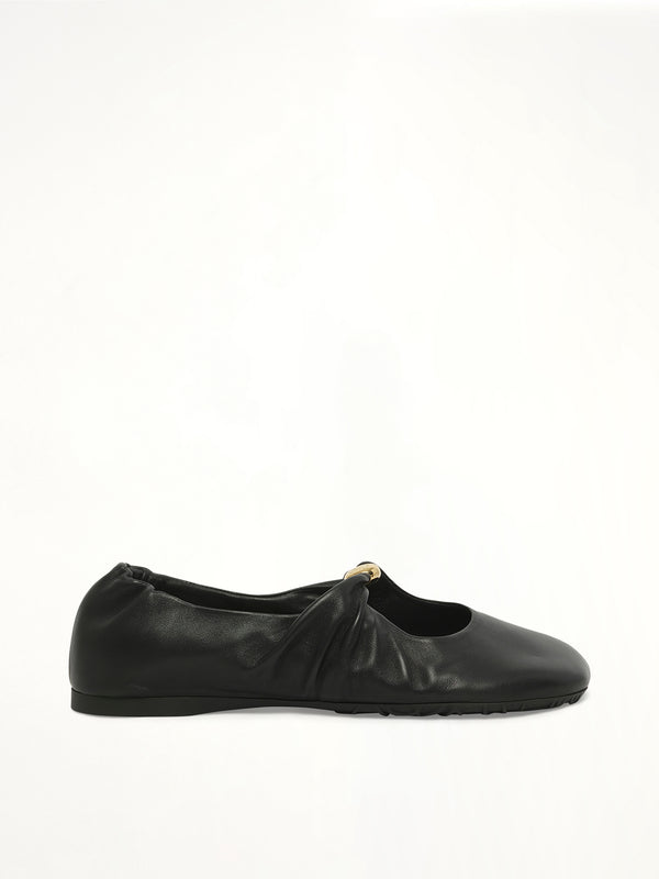 Pebble Soft Ballerina in Black Side View | LOEWE