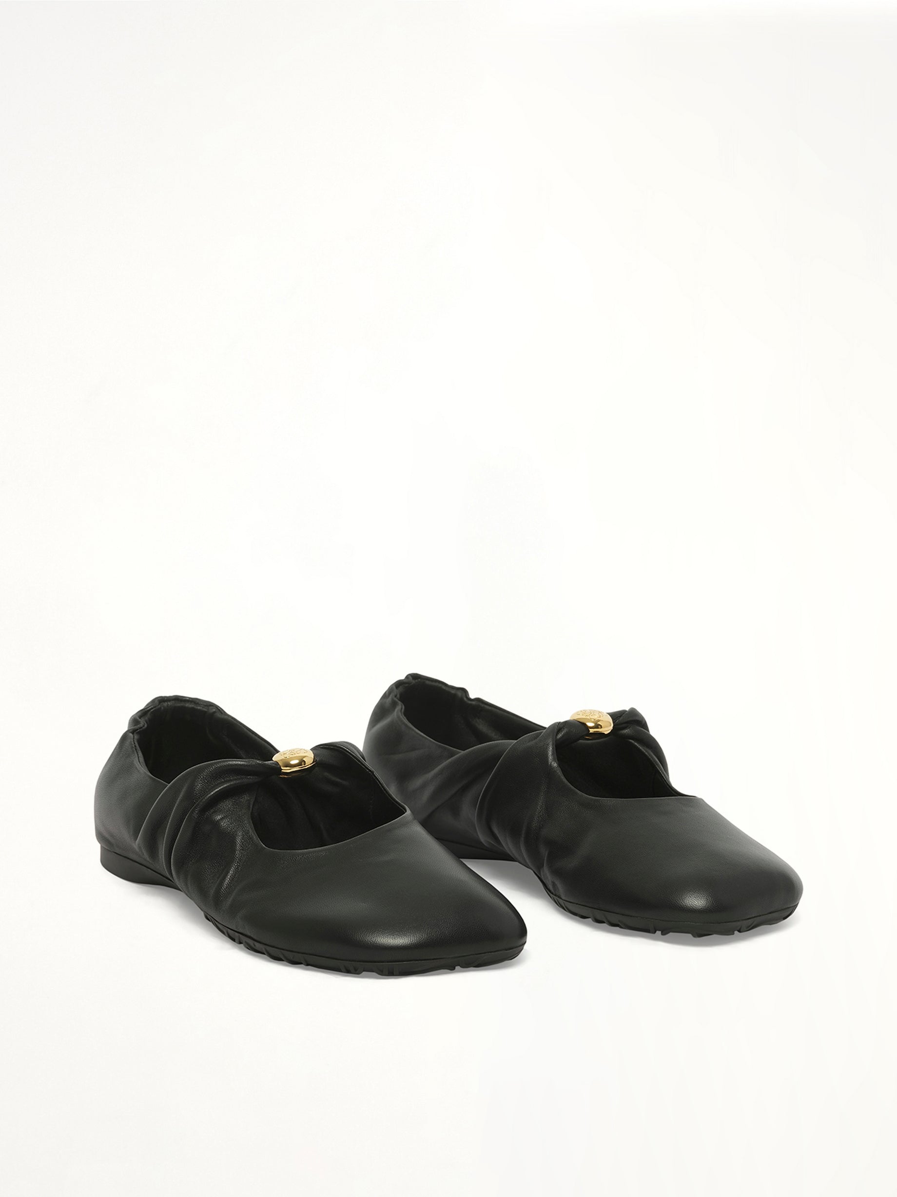 Pebble Soft Ballerina in Black Front View | LOEWE