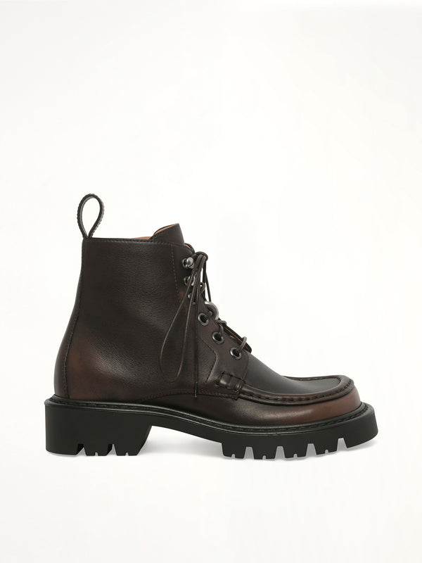 Sierra Bootie Donut in Dark Brown Side View | LOEWE