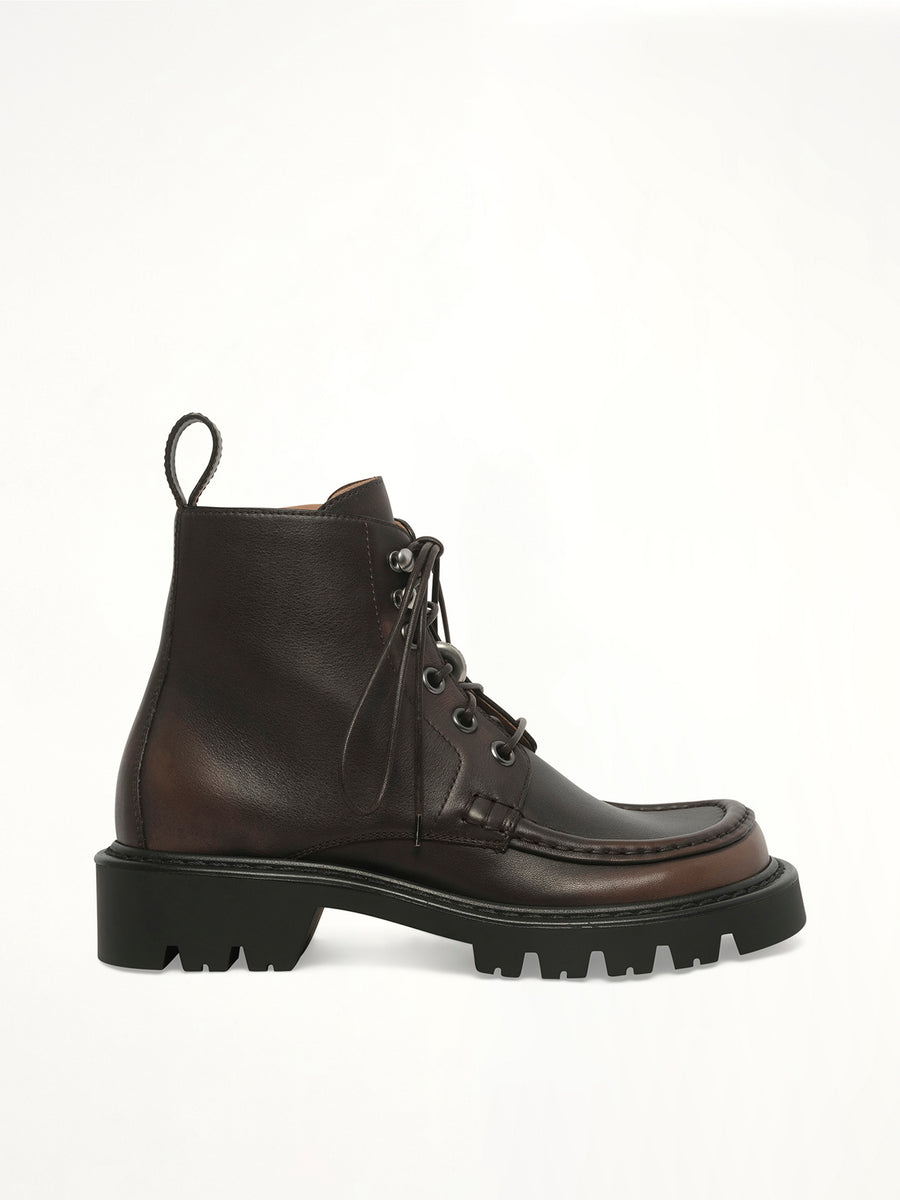 Sierra Bootie Donut in Dark Brown Side View | LOEWE