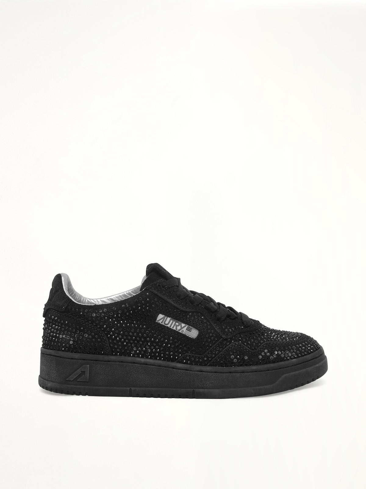 Medalist Low Strass Sneaker in Black Side View | AUTRY