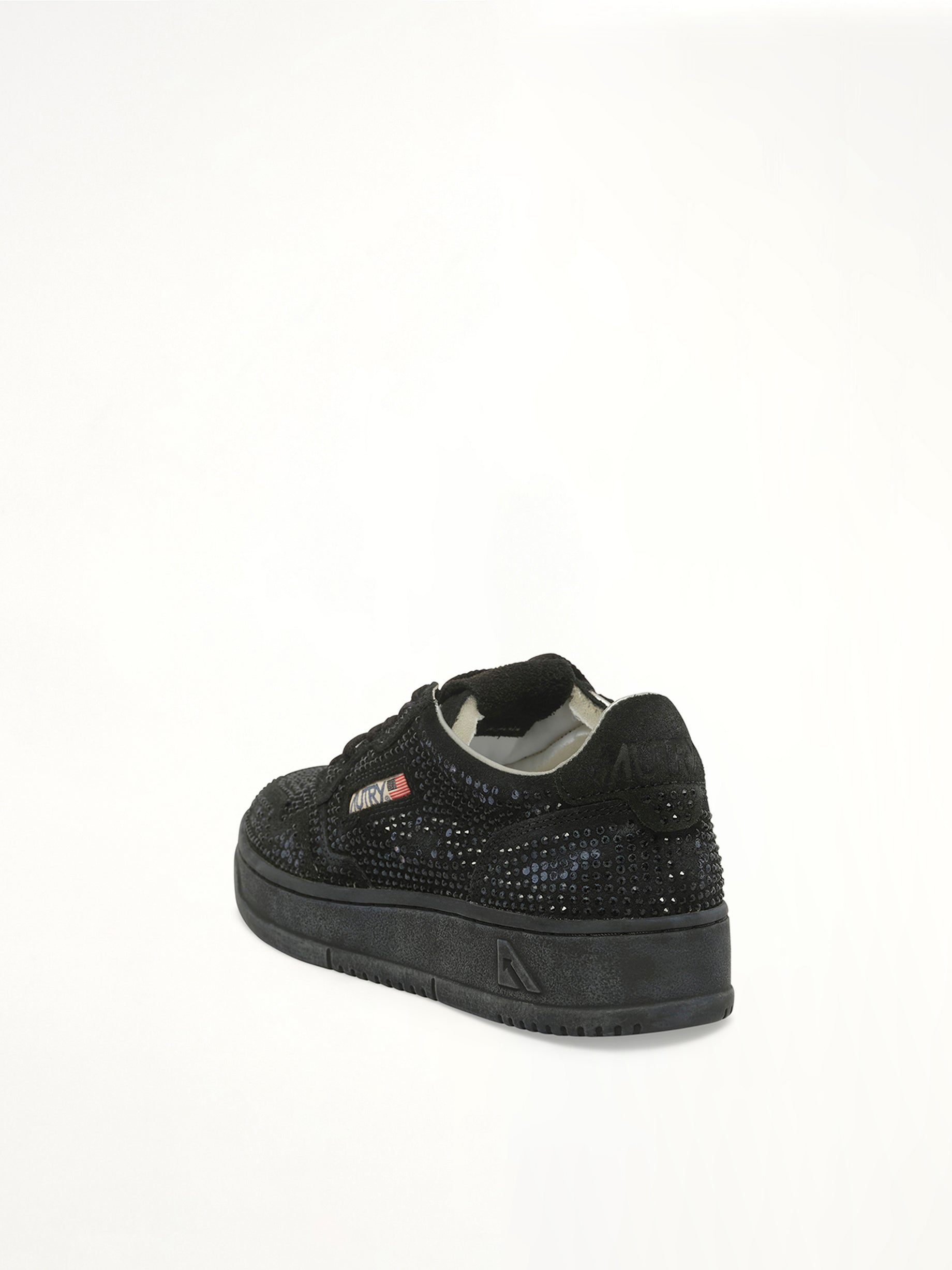 Medalist Low Strass Sneaker in Black Back View | AUTRY