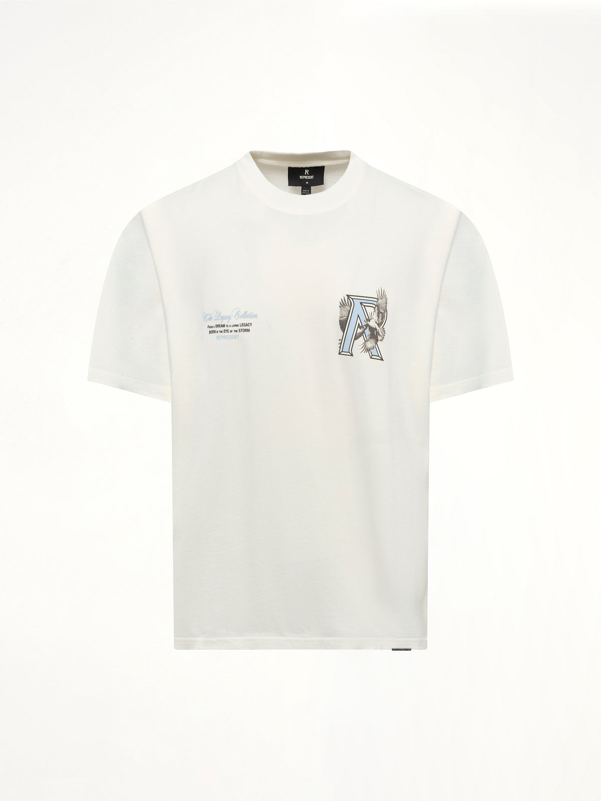 フラットホワイトのレガシー・ファルコンTシャツ