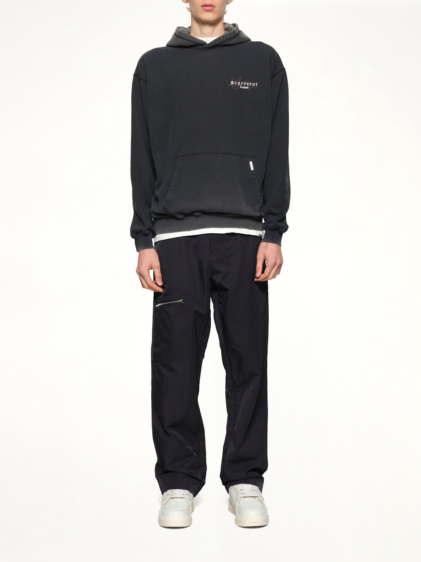 Represent Legacy Overprint Hoodie in Vintage Black