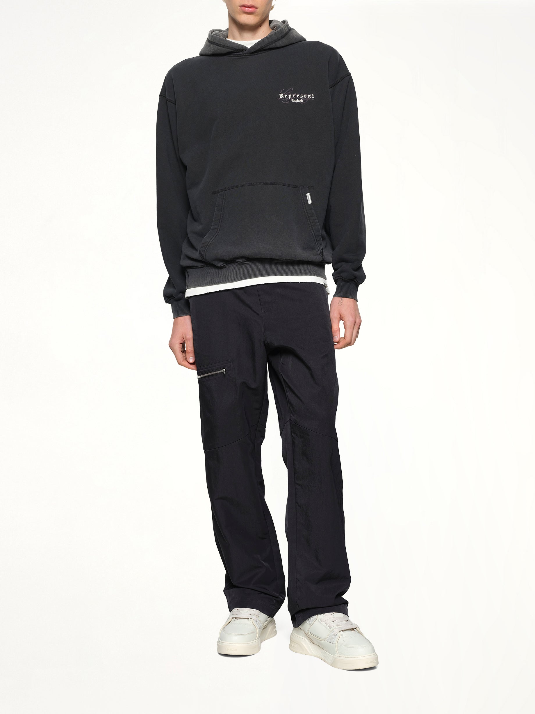 Represent Legacy Overprint Hoodie in Vintage Black