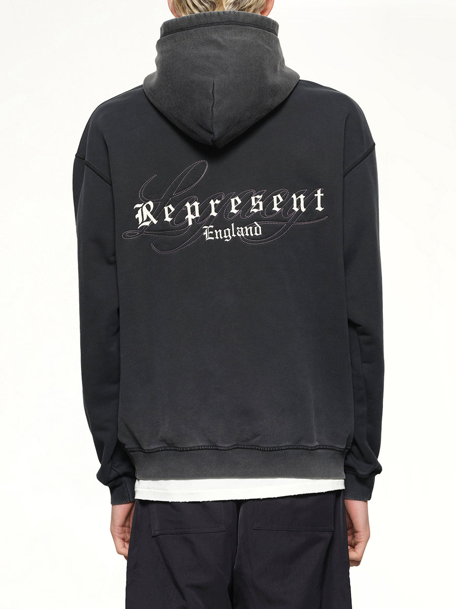 Represent Legacy Overprint Hoodie in Vintage Black