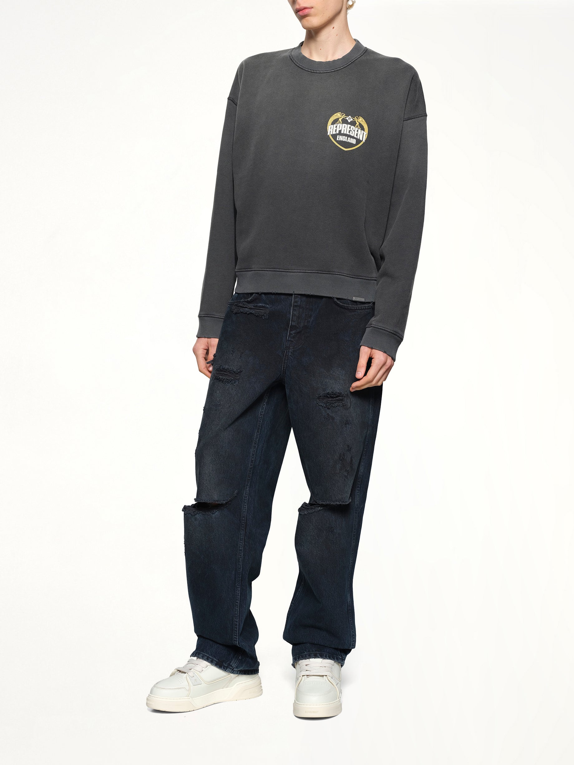 Represent Angel Border Sweatshirt in Stained Black